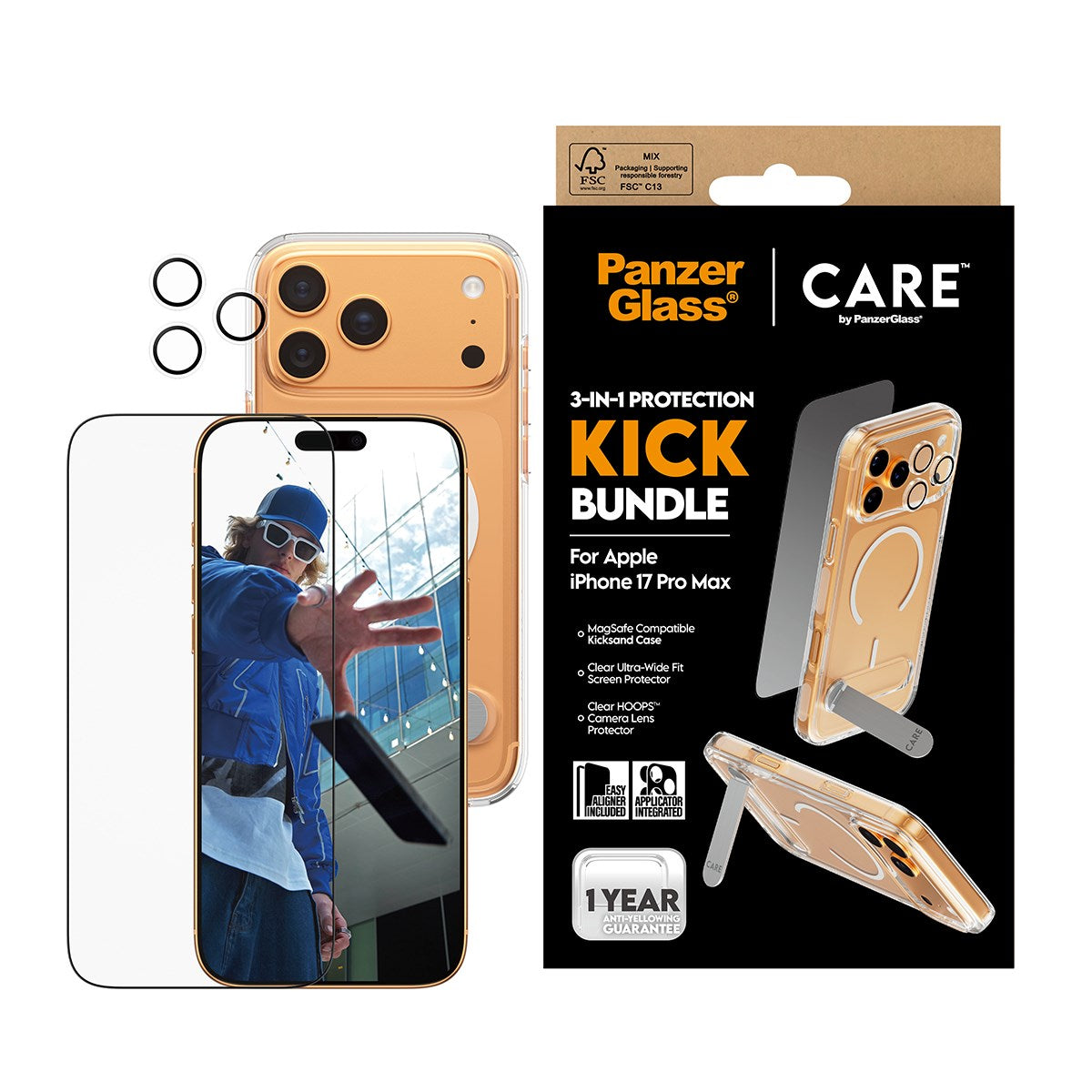 PanzerGlass® | CARE™ by PanzerGlass® 3-in-1 Kick Bundle iPhone 17 Pro Max